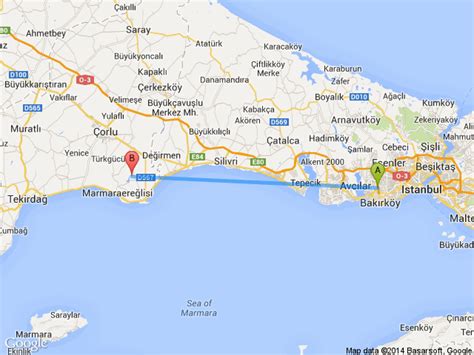 istanbul tekirdağ marmara ereğlisi kaç km